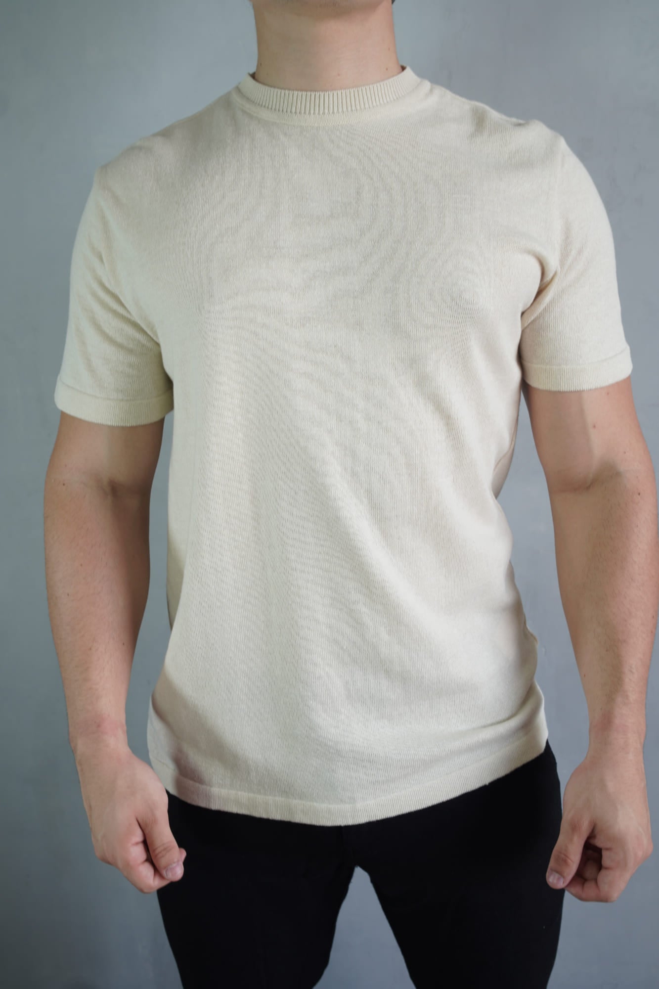 CAMISETA TRICOT BEGE