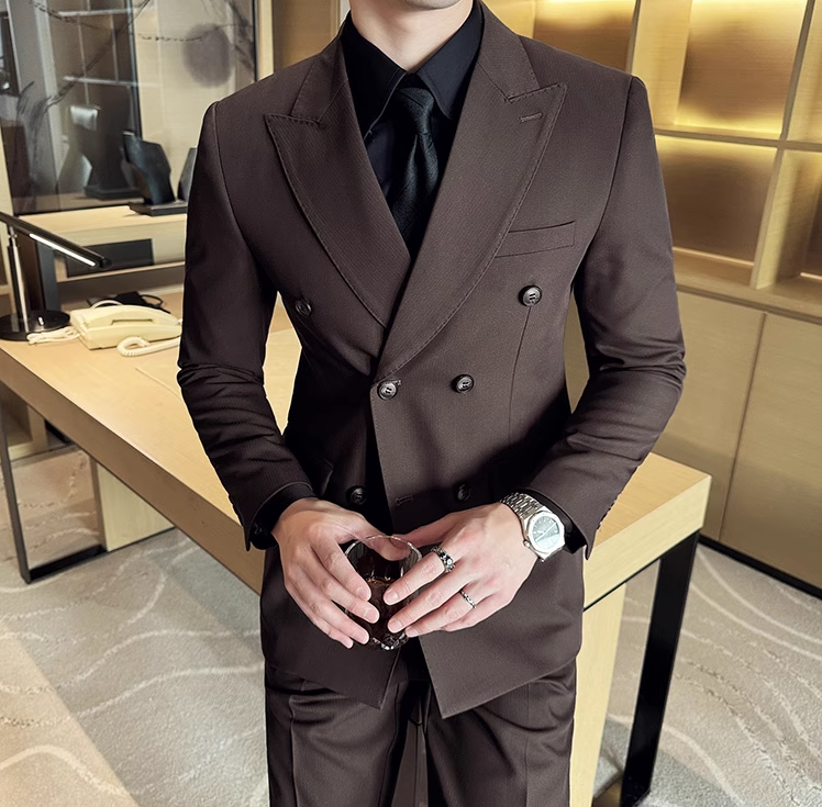 TERNO DOUBLE BREASTED MARROM