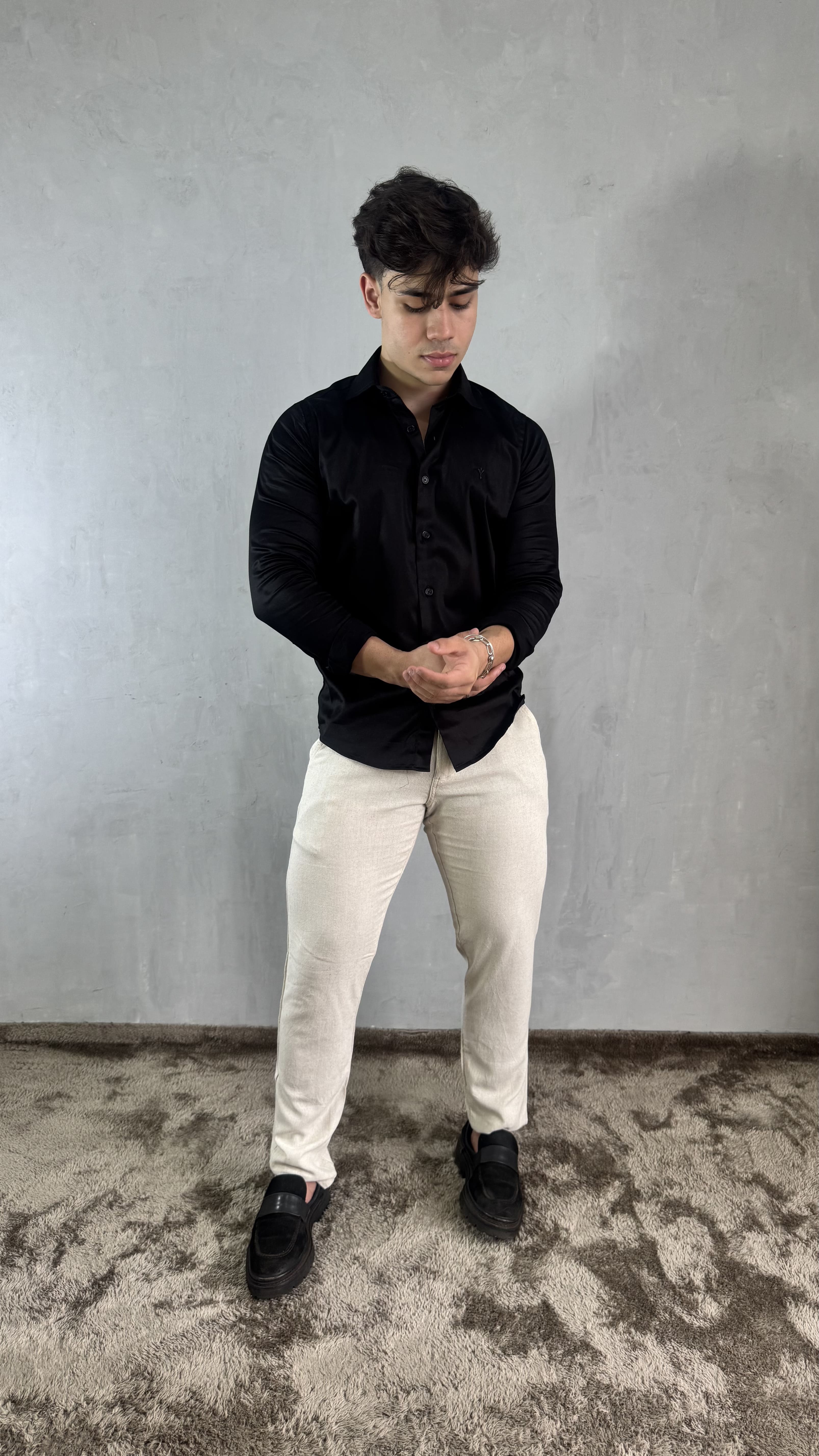 CAMISA MANGA LONGA PRETO