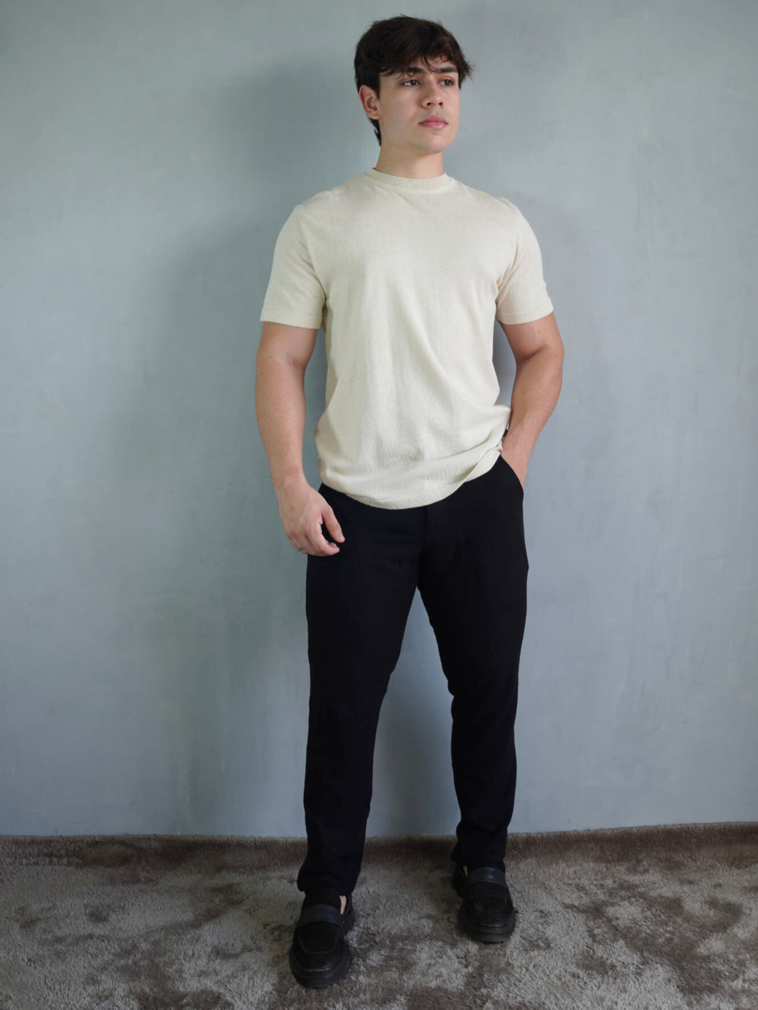 CAMISETA TRICOT BEGE