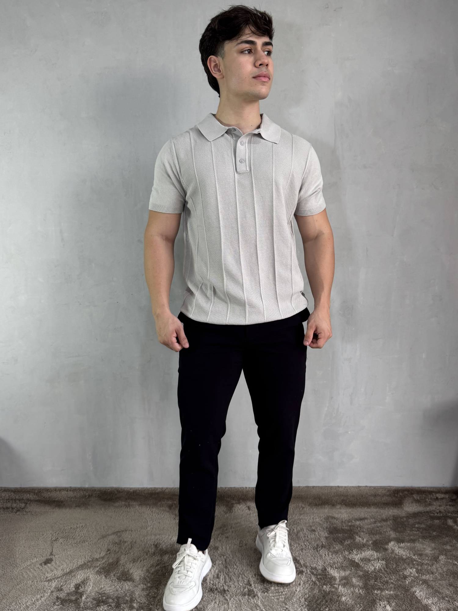 POLO TRICOT MÕNACO CINZA