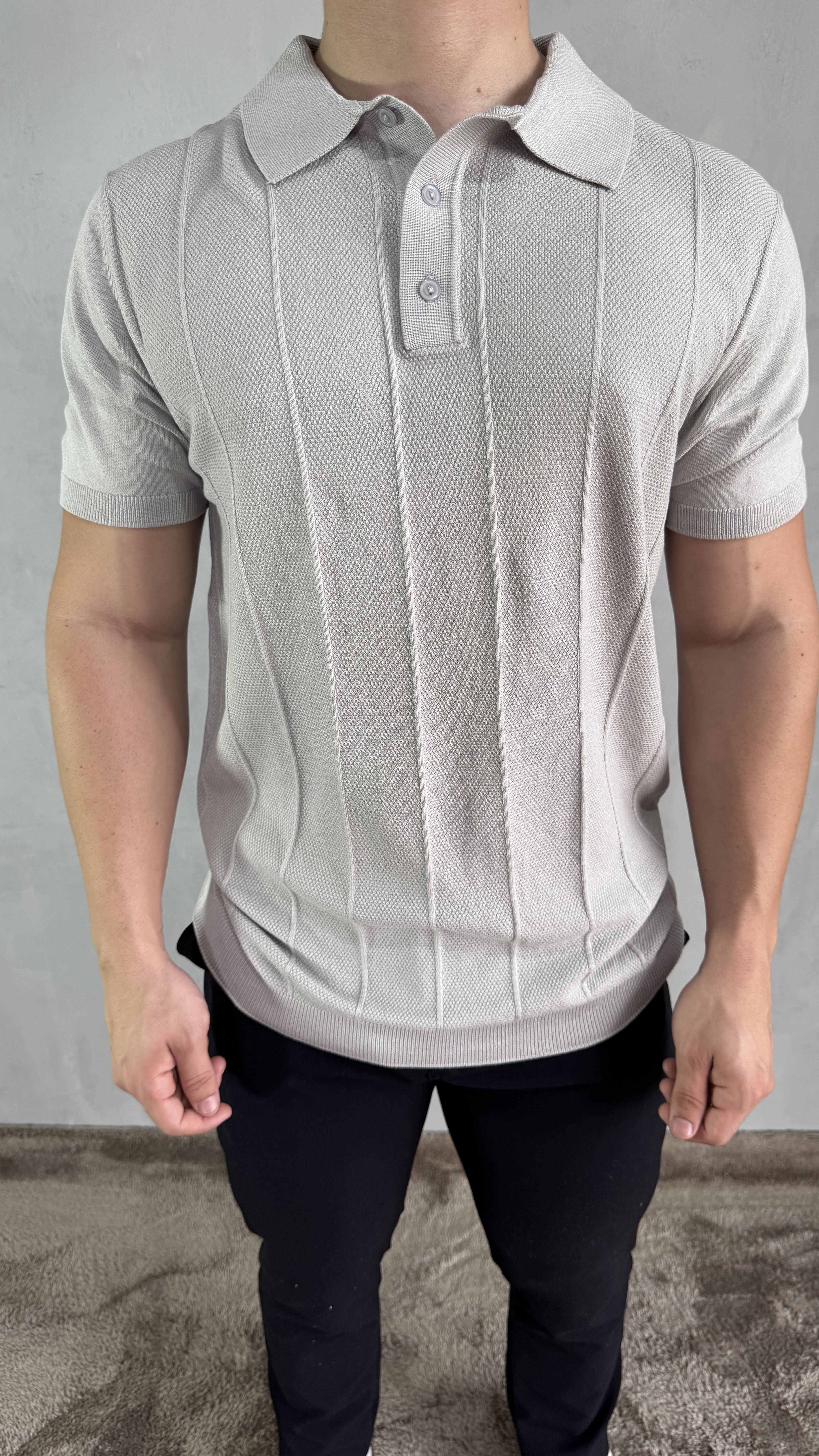 POLO TRICOT MÕNACO CINZA