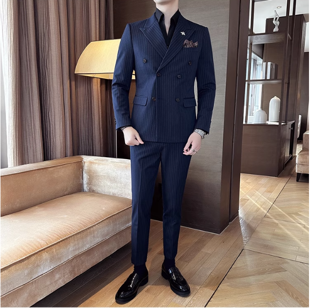 TERNO TRANSPASSADO RISCA DE GIZ AZUL