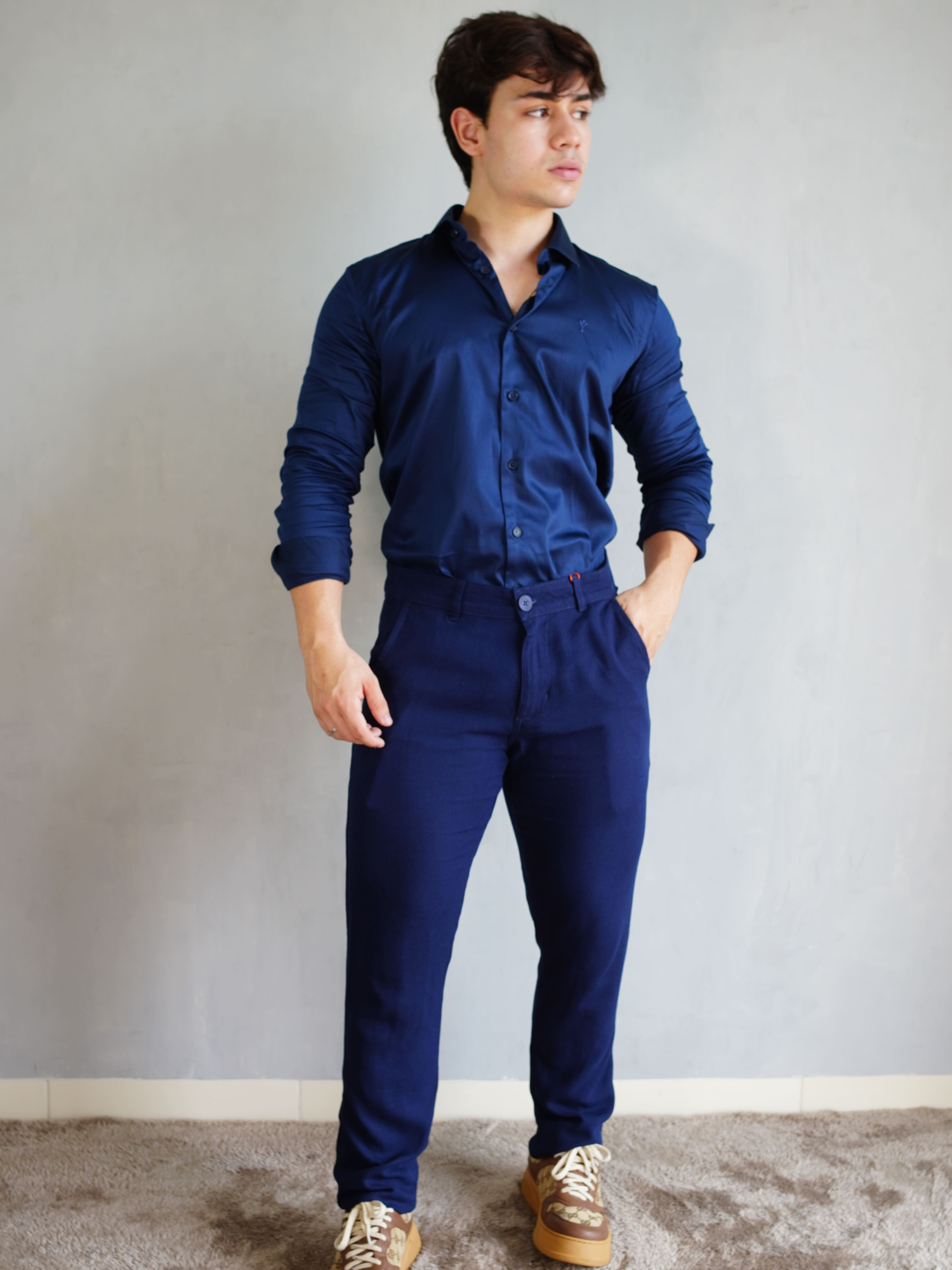 CAMISA MANGA LONGA AZUL MARINHO