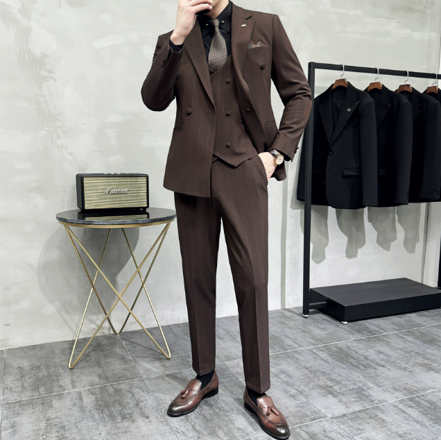 TERNO TRANSPASSADO RISCA DE GIZ MARROM