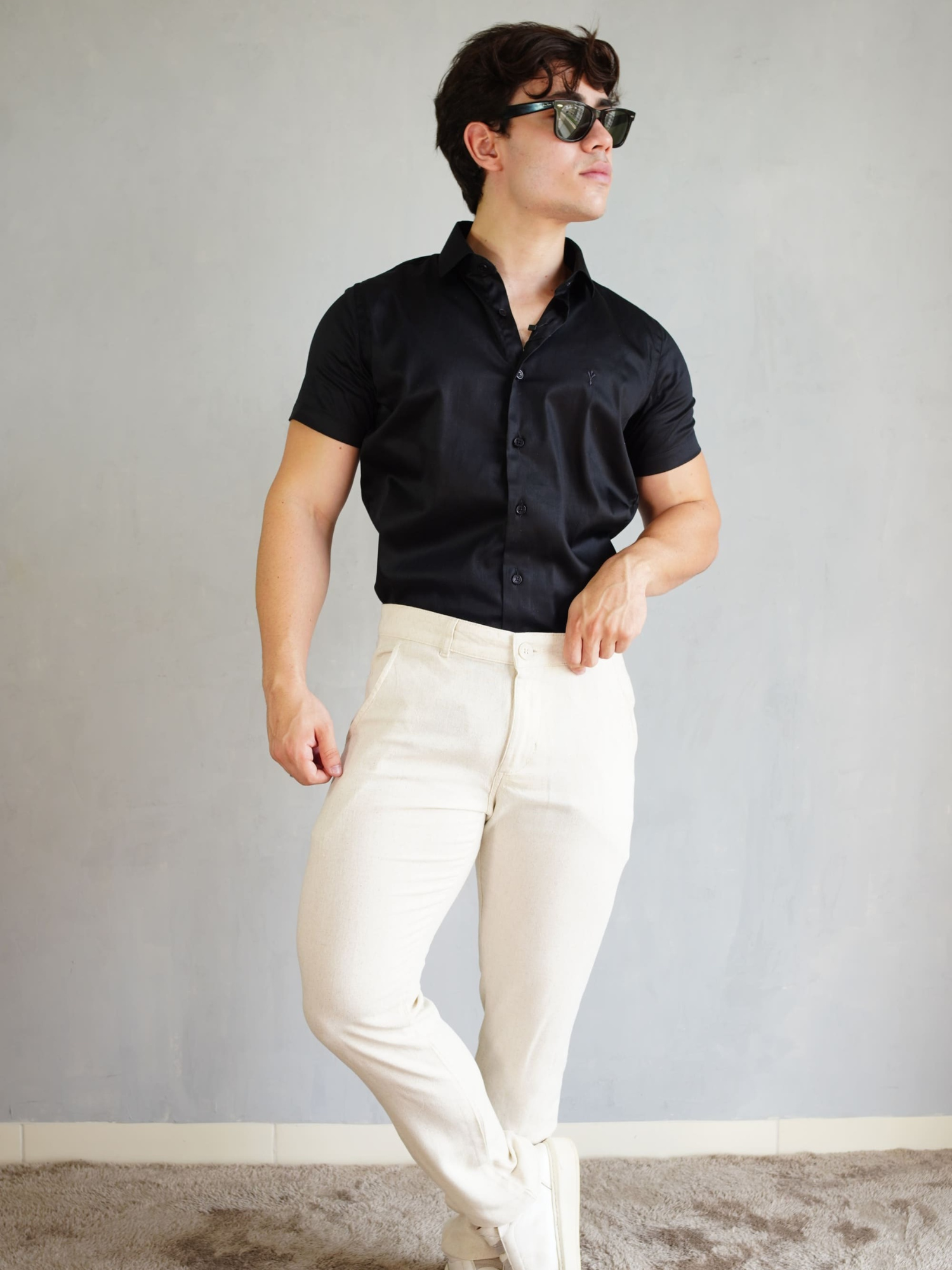 CAMISA MANGA CURTA PRETO