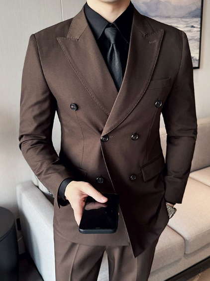 TERNO DOUBLE BREASTED MARROM