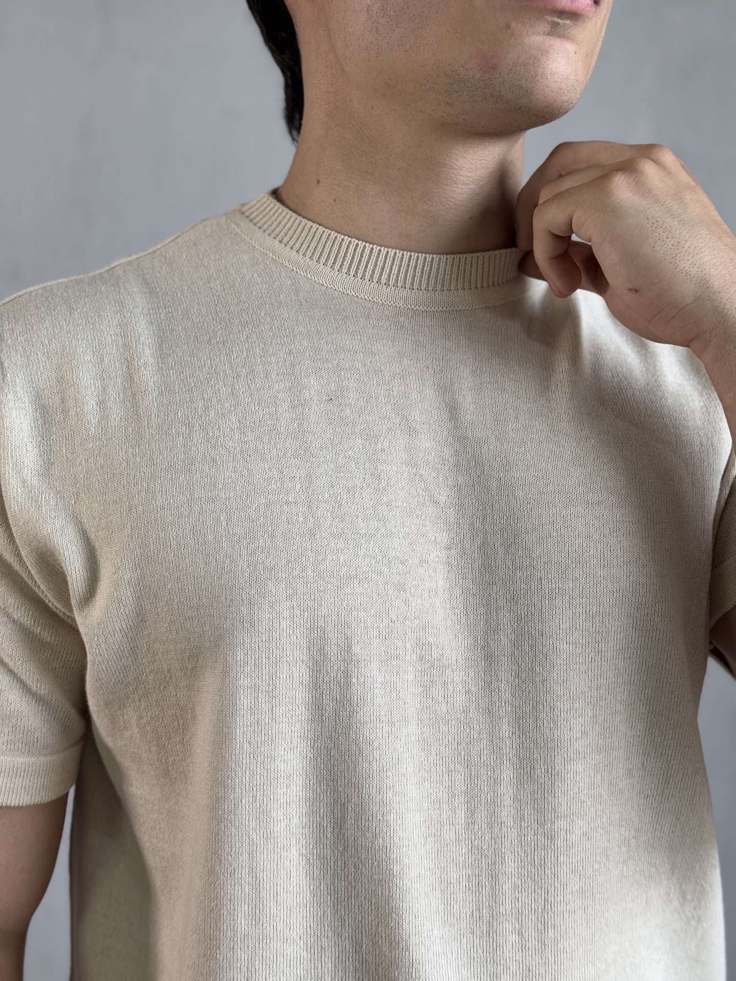 CAMISETA TRICOT BEGE