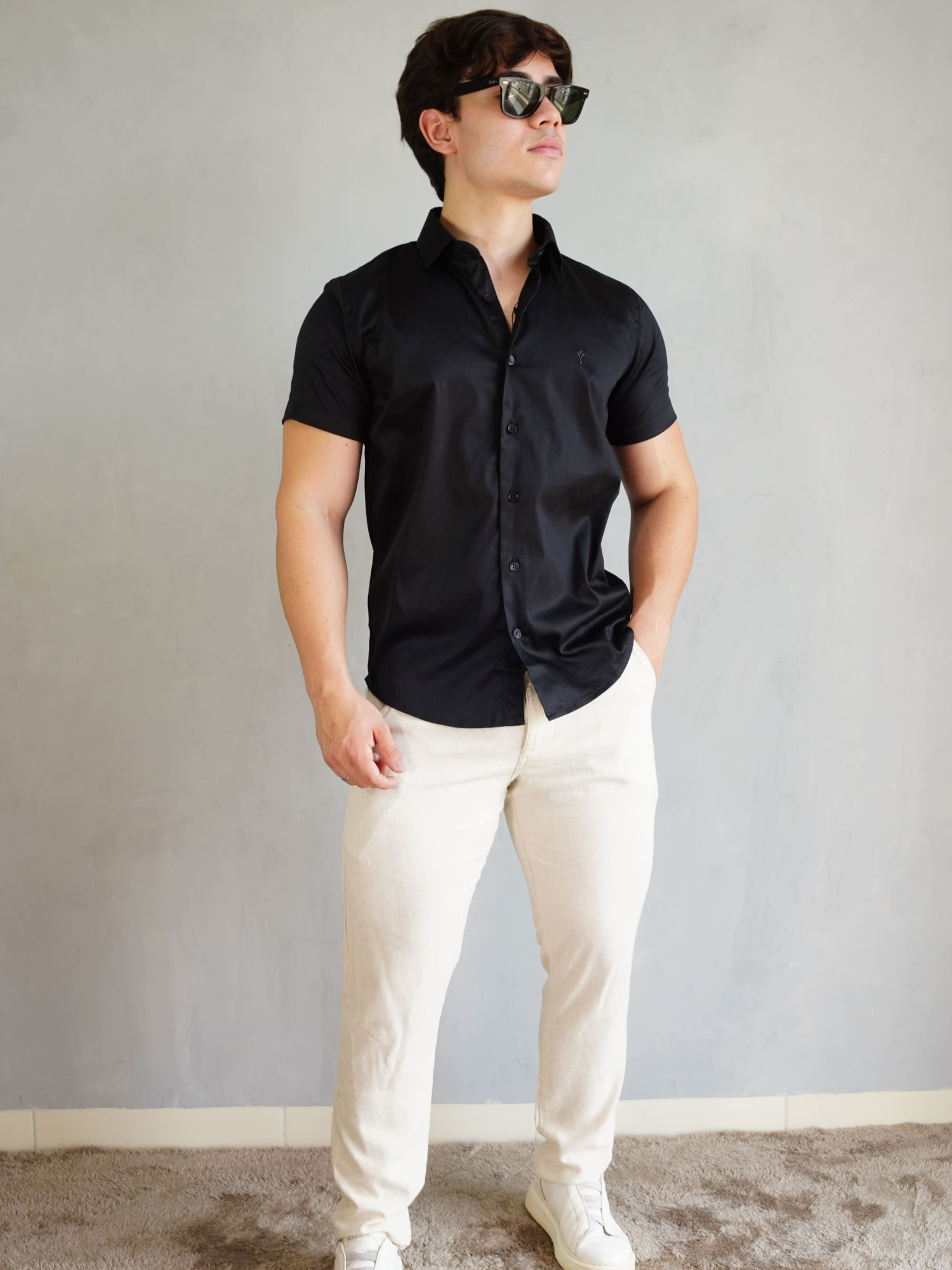 CAMISA MANGA CURTA PRETO