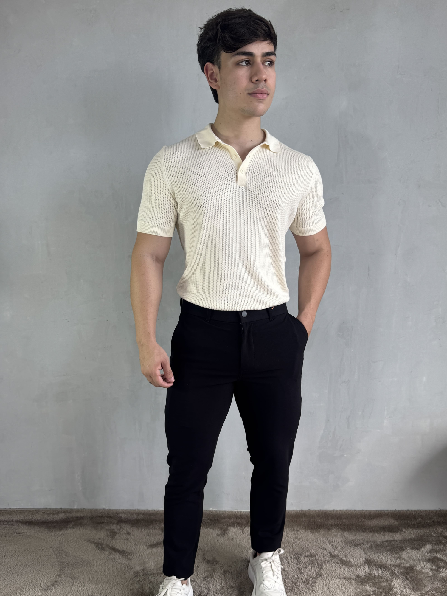 CALÇA ALFAITARIA MELANGE PRETO