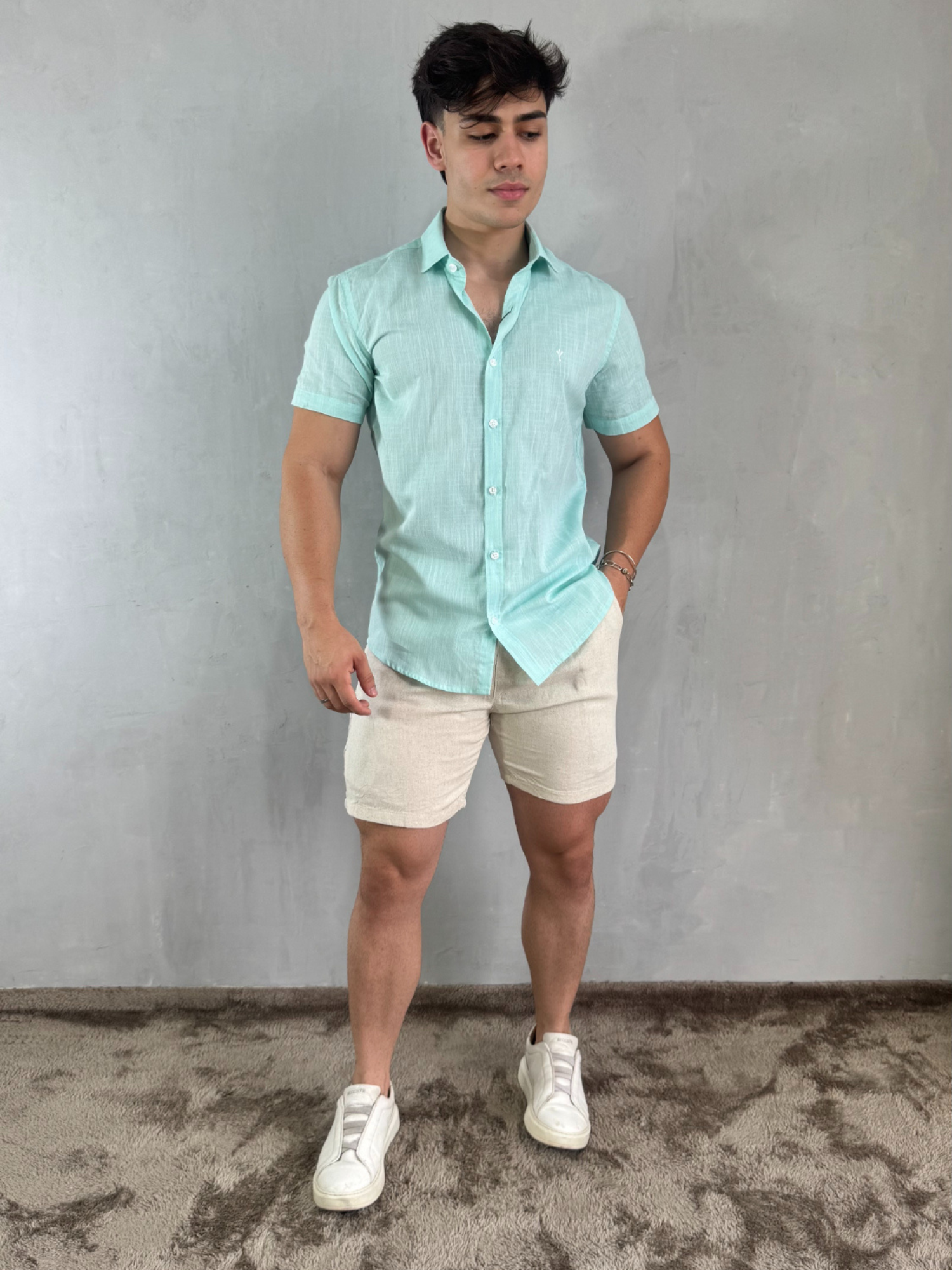 CAMISA FLAMÊ MANGA CURTA VERDE