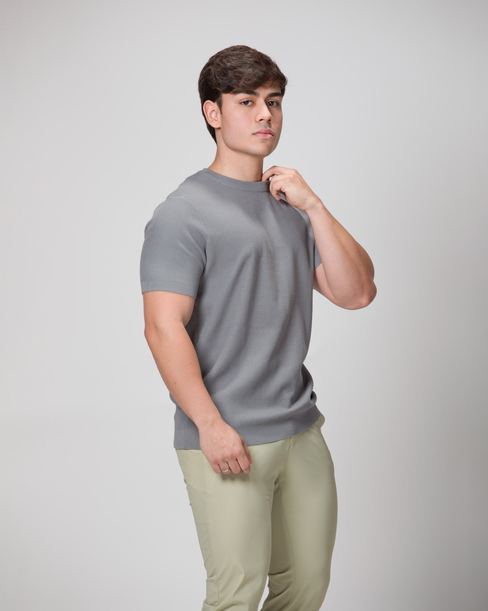 CAMISETA TRICOT  CINZA